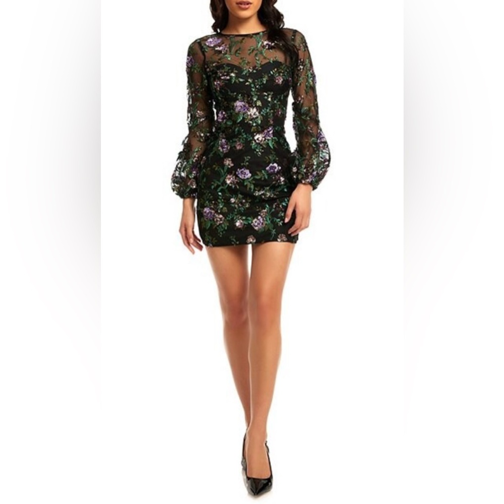 NWOT Dress The Population Mila Sequin Embroidered Floral Cocktail Dress Size S - Picture 1 of 8
